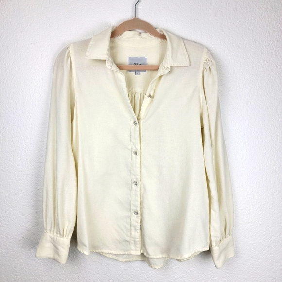 Rails Angelica Shirt Winter White Button Up Embellished Cream Small - Picture 5 of 13